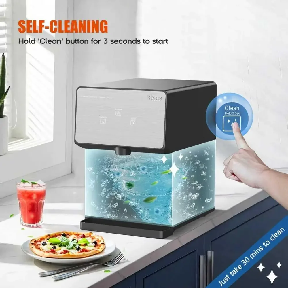 High-Capacity Self-Cleaning Ice Maker: 35lbs/24Hrs, Quiet Operation, Auto Dispensing, LED Touch Panel, BPA-Free for Home/Office/