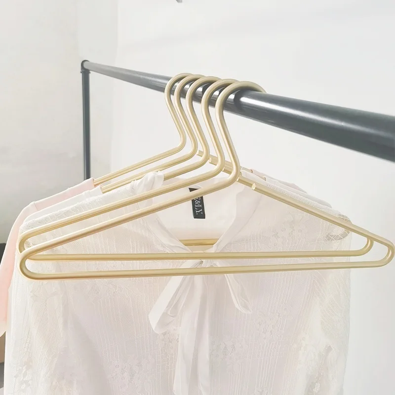 5pcs Matte Gold Hangers for Coat Durable Aluminum Alloy Seamless Clothes Hanger Trousers Storage Racks Wardrobe Organizer