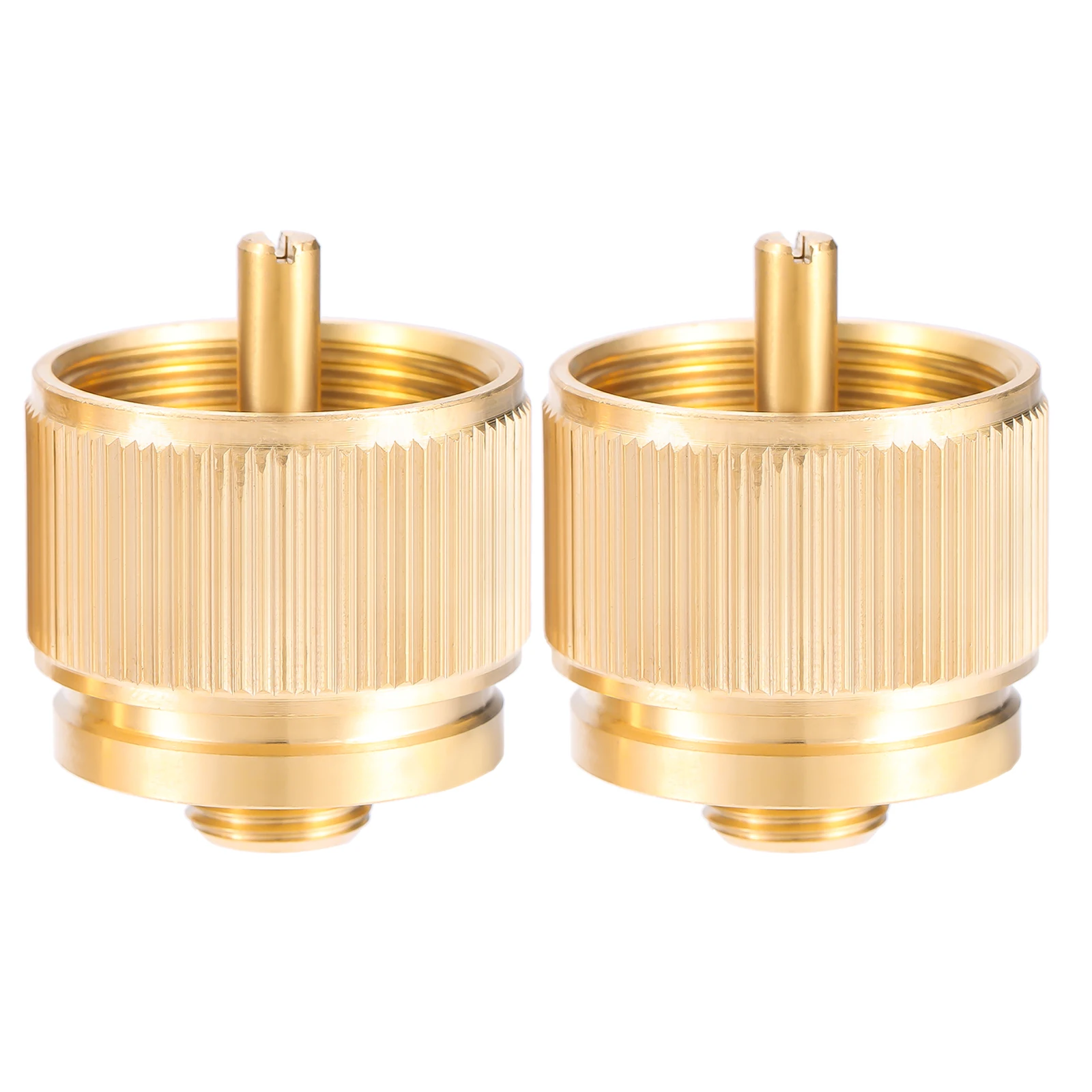 2pcs Propane Gas Camping Stove Adapter 1LB Small Tank Convert to EN417 Bottle Thread 7/16" Brass Adapter for Outdoor Camping