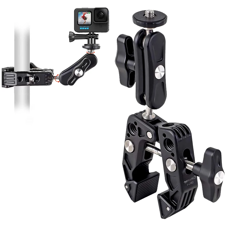 

Camera Clamp Mount Accessories Loading Metal Bike Motorcycle Handlebar Attachments for DSLR Gopro Hero 7/8/9/10/11 /Insta 360 X3