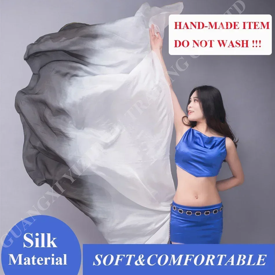 Chinese Real Silk Customized Silk Veils Women Belly Dance Veils Hand Made Scarf Shawls for Girls