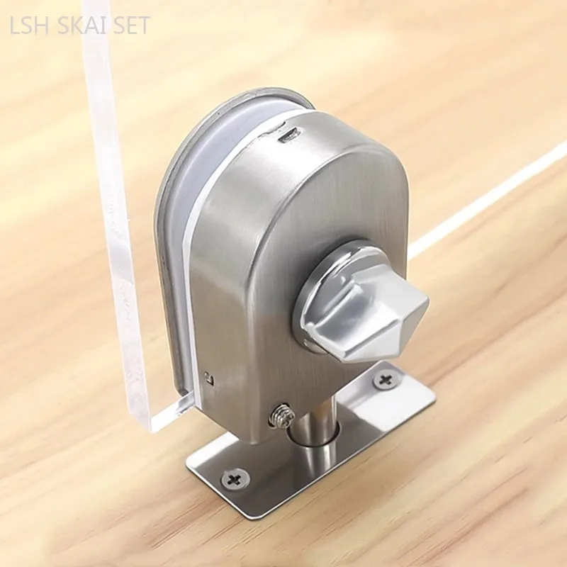 Aço inoxidável Glass Door Security Lock, Single e Double Door Security Lock, Trava giratória, Nenhuma instalação de perfuração
