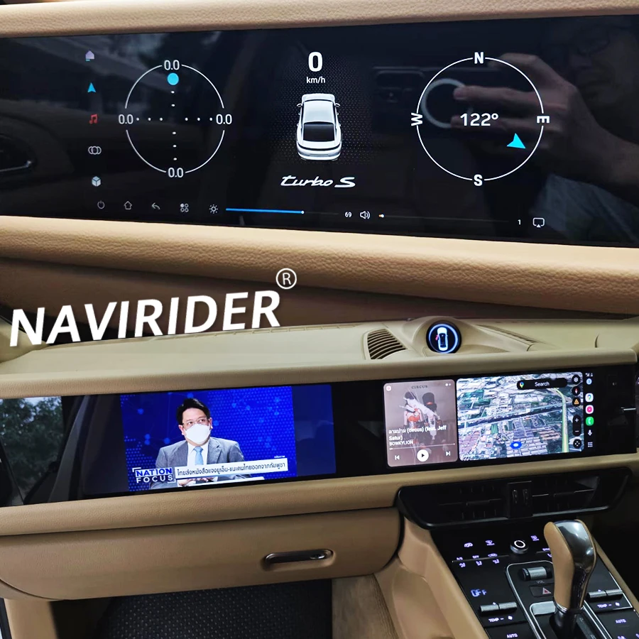 RHD 12.3 Inch Dual Screen Car Radio for Porsche Cayenne 2010-2017 Upgraded 2025 Interactive Media Video Player Android Carplay