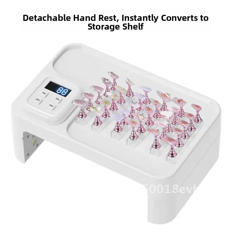 Lampa UV do fototerapii paznokci o mocy 180W, składana, szybkoschnąca, do polerowania, do utwardzania kleju do paznokci, białe poduszki pod dłonie.