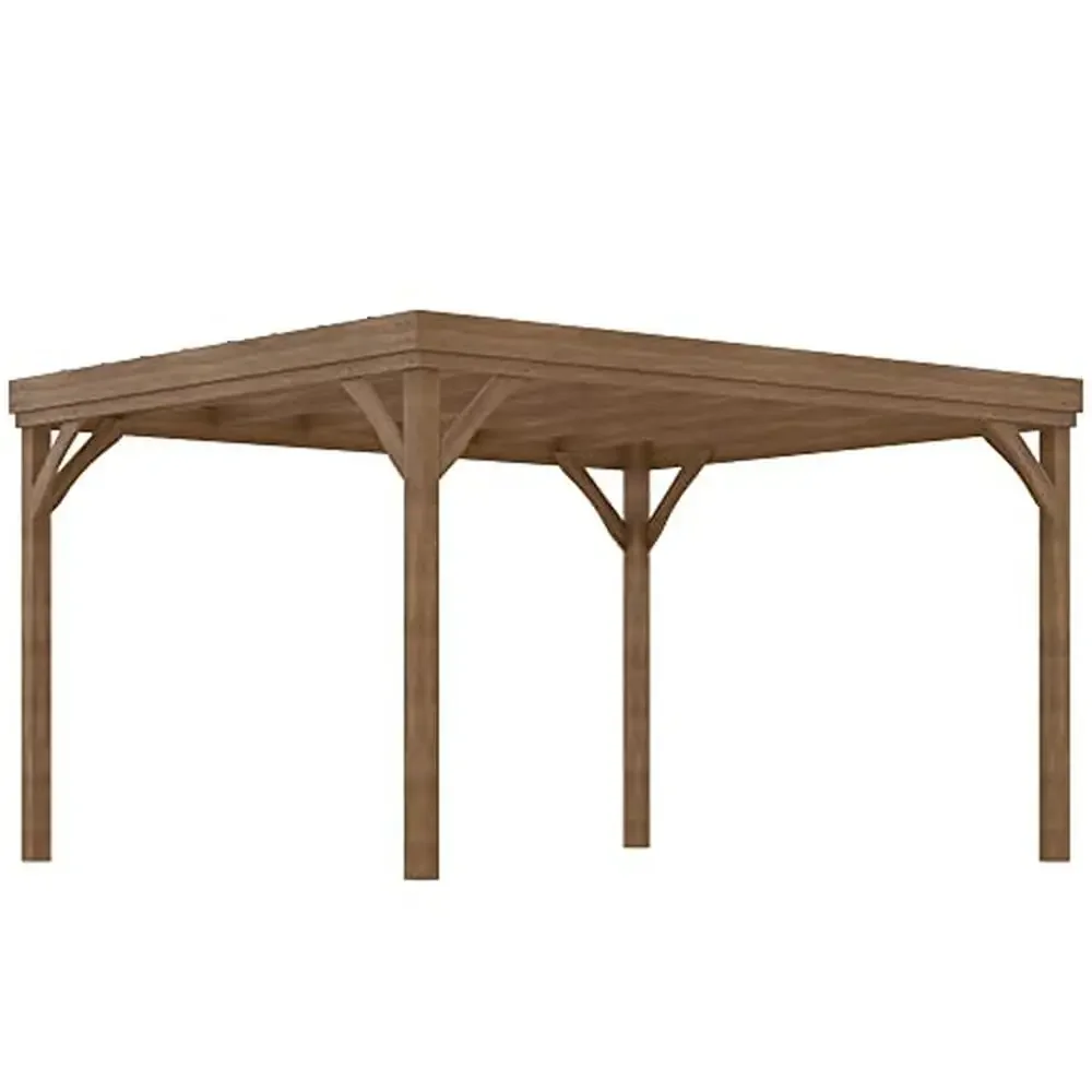 Outdoor Wood Pergola Kit with Climbing Plant Support Garden Patio Gazebo Vine-Ripened Shade 10' x 12' Brown