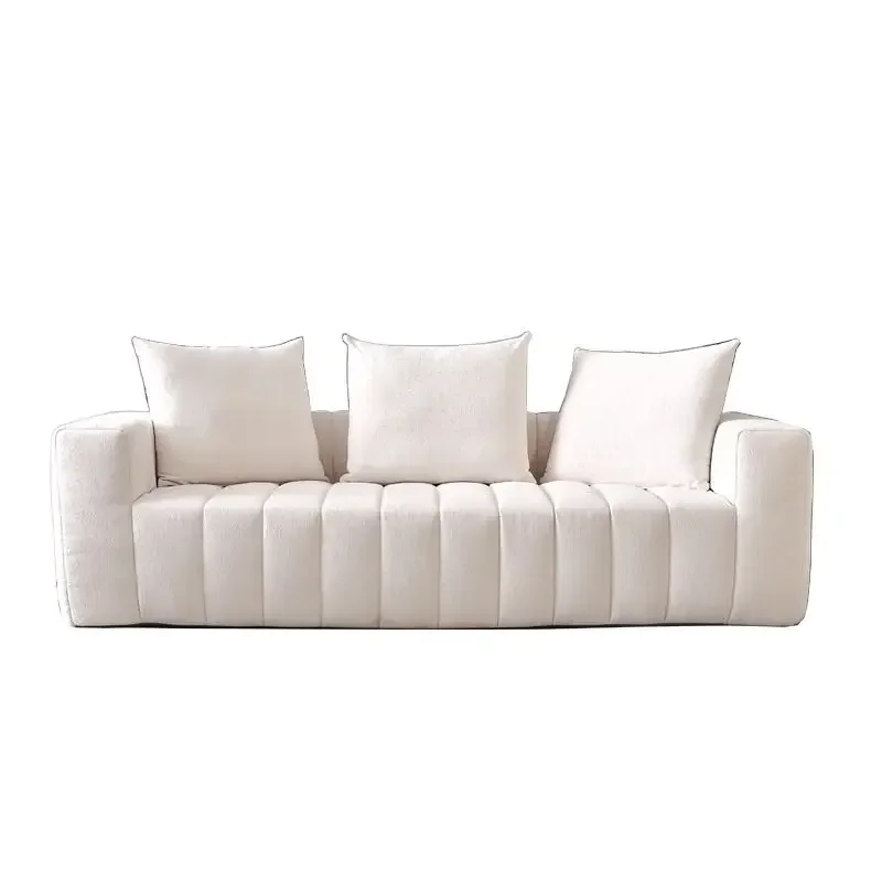 Compression sofa, suitable for small apartment living room, modern simple fabric, cream wind tofu block sofa