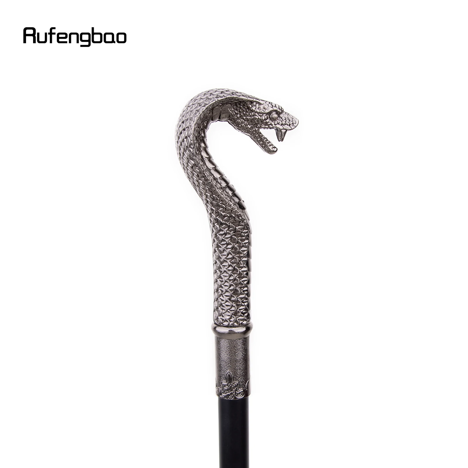 Silver Luxury Snake Handle Walking Stick with Hidden Plate Self Defense Fashion Cane Plate Cosplay Crosier Stick 93cm