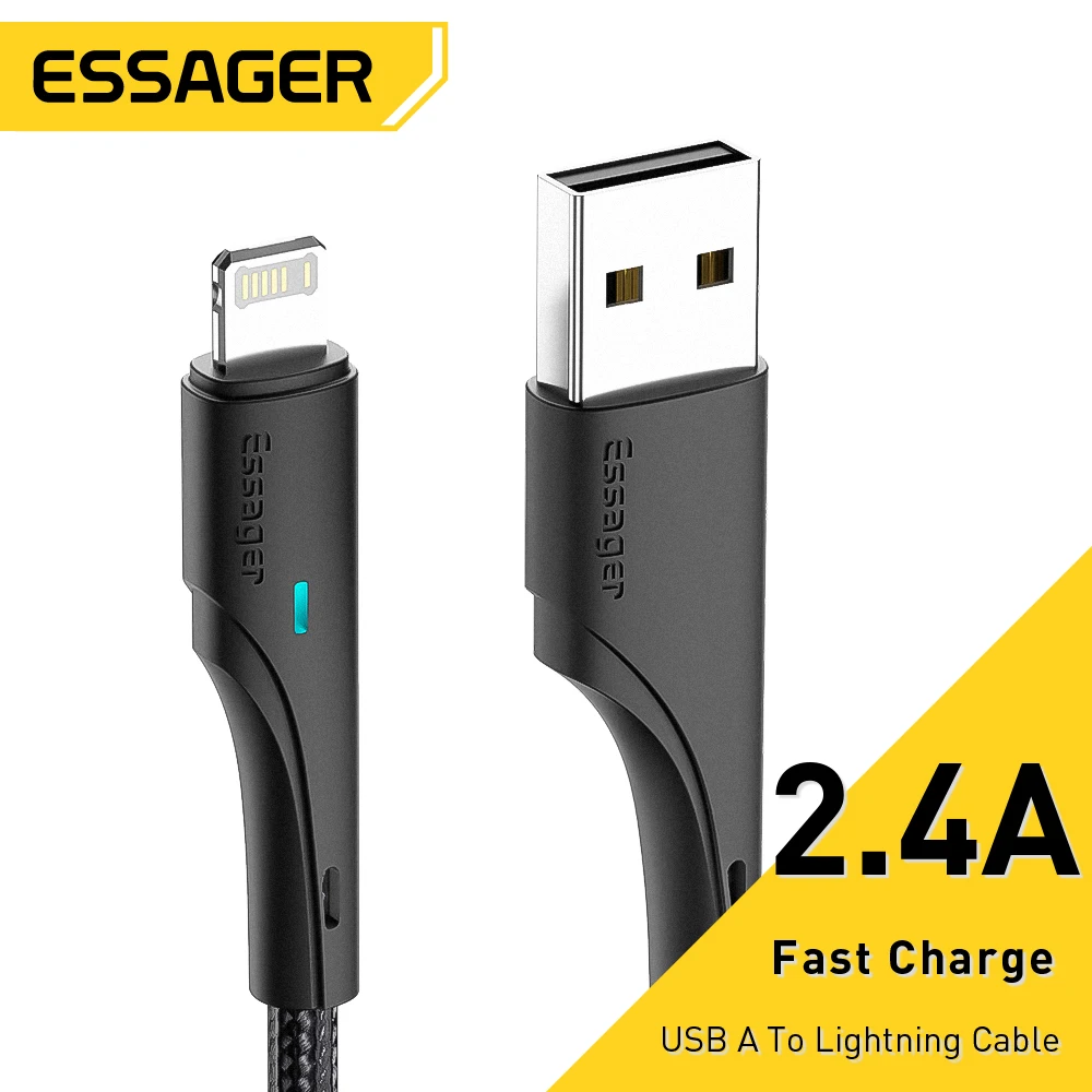 Essager USB Cable For iPhone14 13 12 11Pro Max XR XS 8 7 6s 5 Plus Fast Charging Wire For iPhone Charger USB Charging Cable Cord