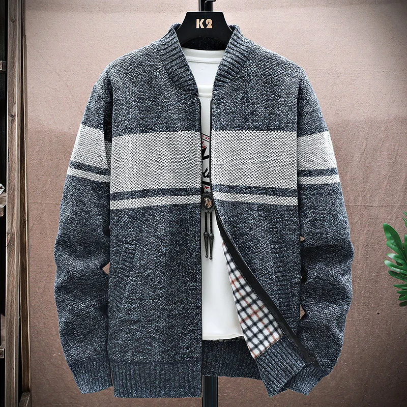 

Кардиган, свитер, мужской осенне-зимний толстый теплый пальто, модная повседневная куртка на молнии, мужская удобная высококачественная вязаная мужская куртка