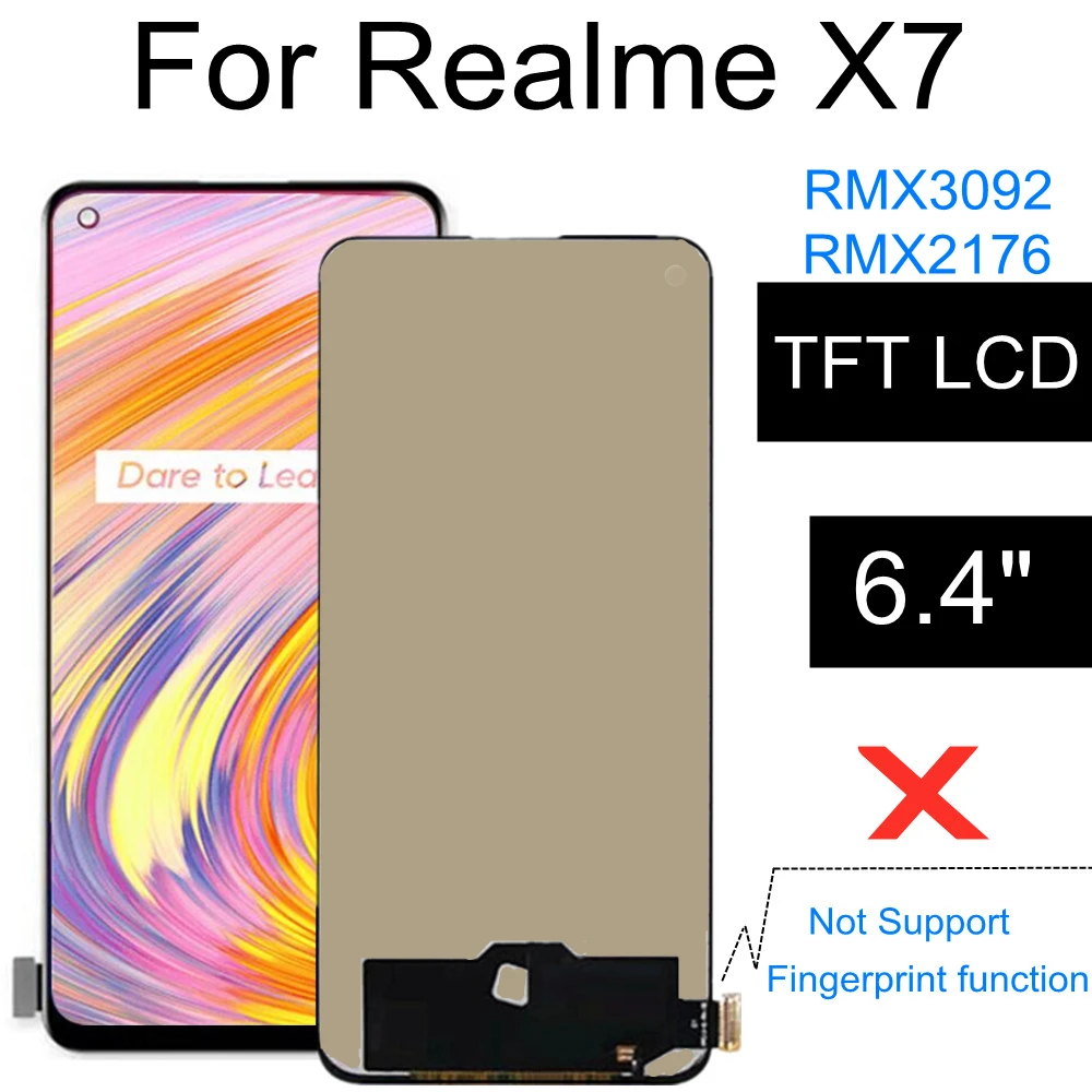 6.40  TFT LCD For Realme X7 RMX2176 RMX3092 LCD Display Touch Screen Digitizer Assembly Replacement