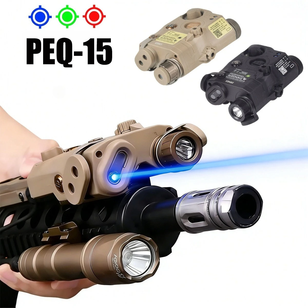 

Тактический фонарь PEQ-15 с красной, зеленой, синей и ИК-подсветкой, лазерный указатель, стробоскоп, светодиодный фонарик для оружия, штекеры SF 2.5MM и 3.5MM