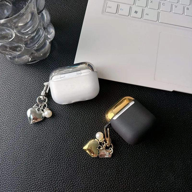 Cute Cartoon Case for Airpods, Beautiful Love Heart Earphone Cover, Pro 2, 1, 3 com Love Heart KeyChain para meninas e mulheres