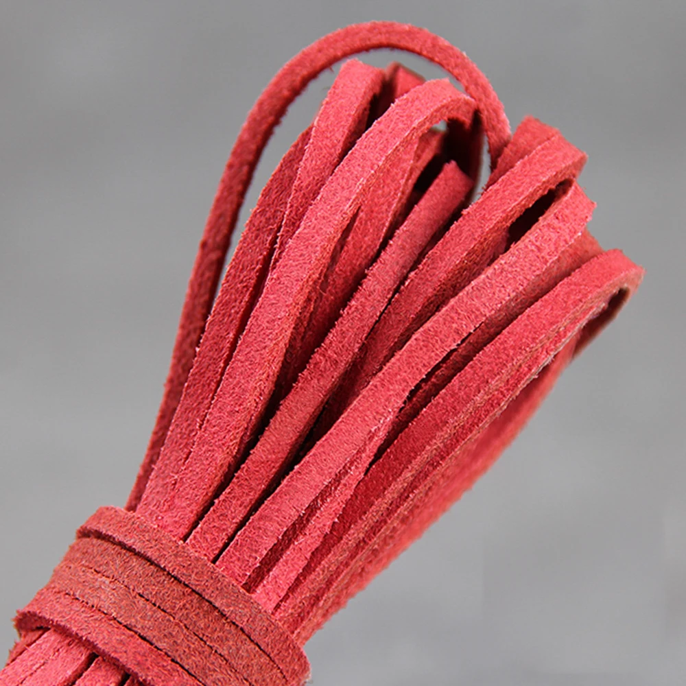 2 Meter Echtes Rindslederband Wildleder 3x2mm Flachdraht DIY Armband Halskette Hängeseil Dekorative Schnur Zubehör – Detail 7