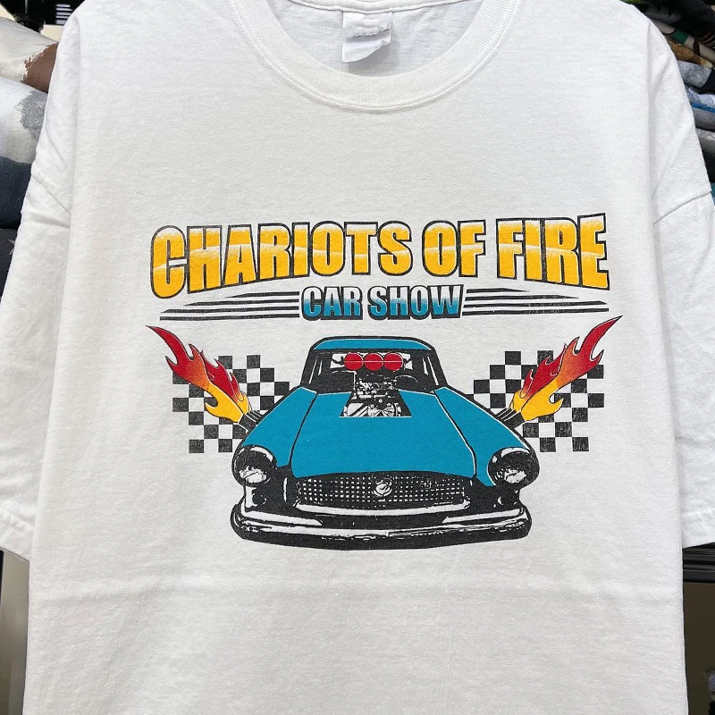 Cool Chariots of Fire Movie Short Sleeve T-Shirt Cotton Moto Biker Style Half Sleeve Trendy round Neck Casual Loose Fit Teenager
