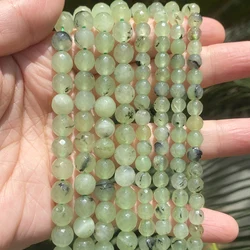 Natural Faceted Prehnite Beads Loose Spacer Beads For Jewelry Making DIY Bracelet Handmade 4/6/8/10/12mm
