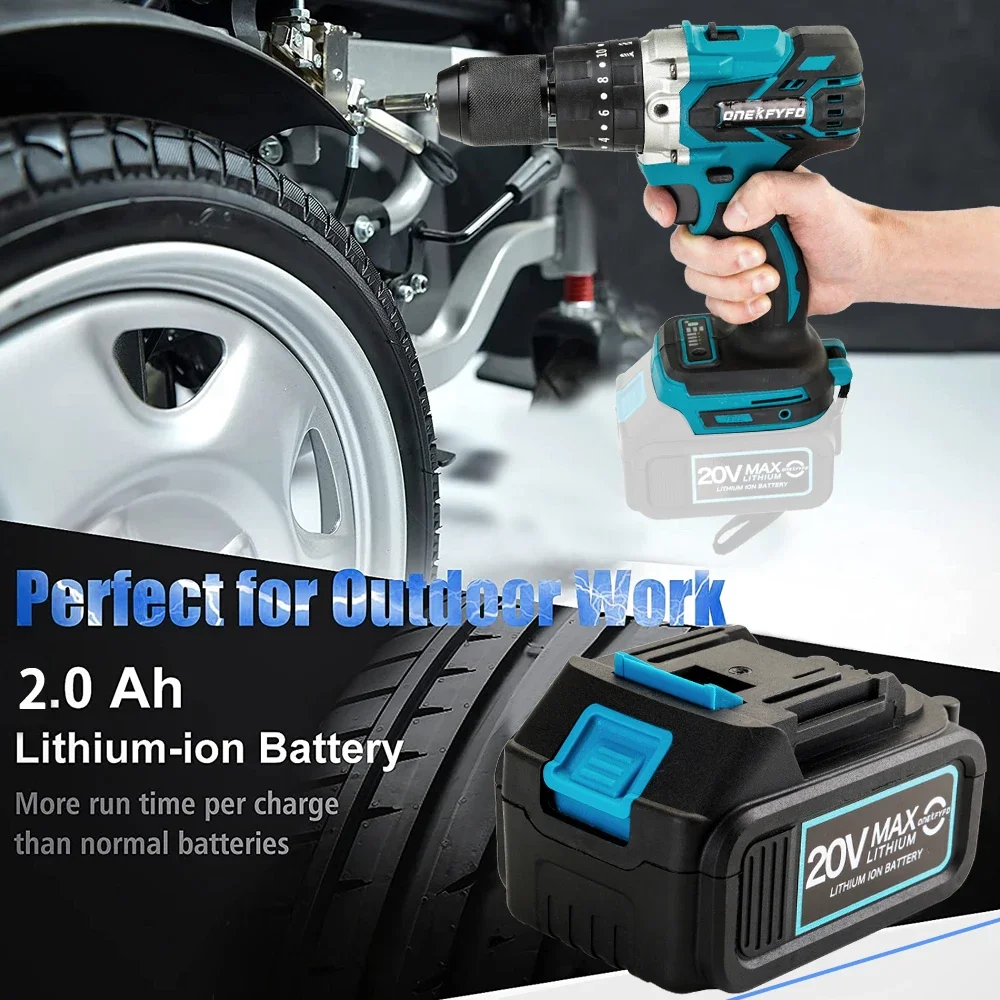 3 In 1 13mm Brushless Hammer Drill Impact Electric Screwdriver Steel / Wood / Bare Tool For Makita 18V Lithium Battery