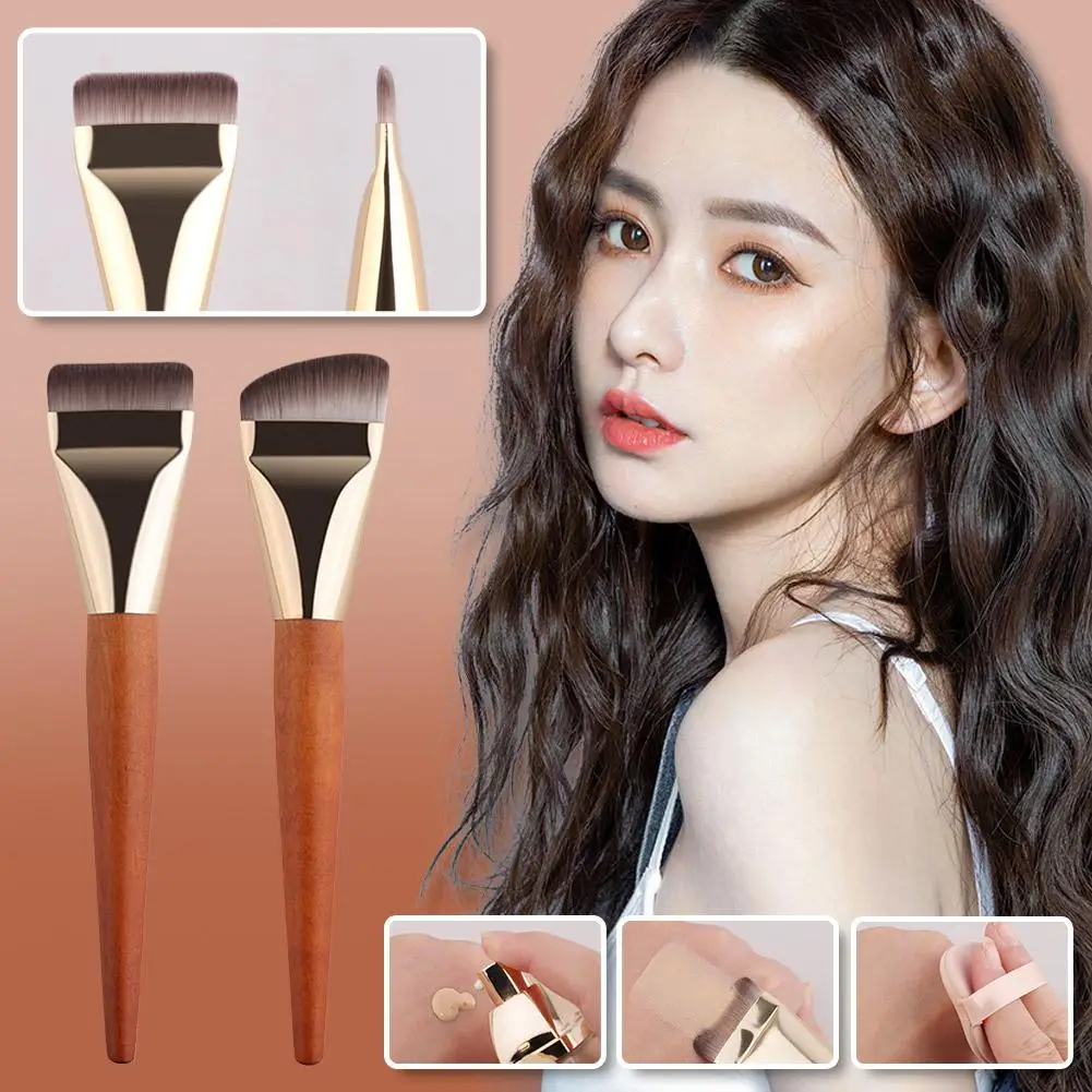 Pincel de base ultrafino, leve, fino, pincel de contorno facial, pincel de contorno plano, mistura de base, creme, pincéis de maquiagem