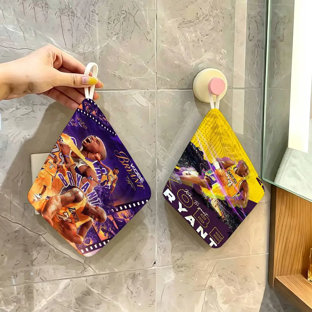Basketball Player K-Kobes Classic Vintage  Hanging Style Hand Wiping Towel, Polyester Cotton, Anti-fade for Indoor Kitchen
