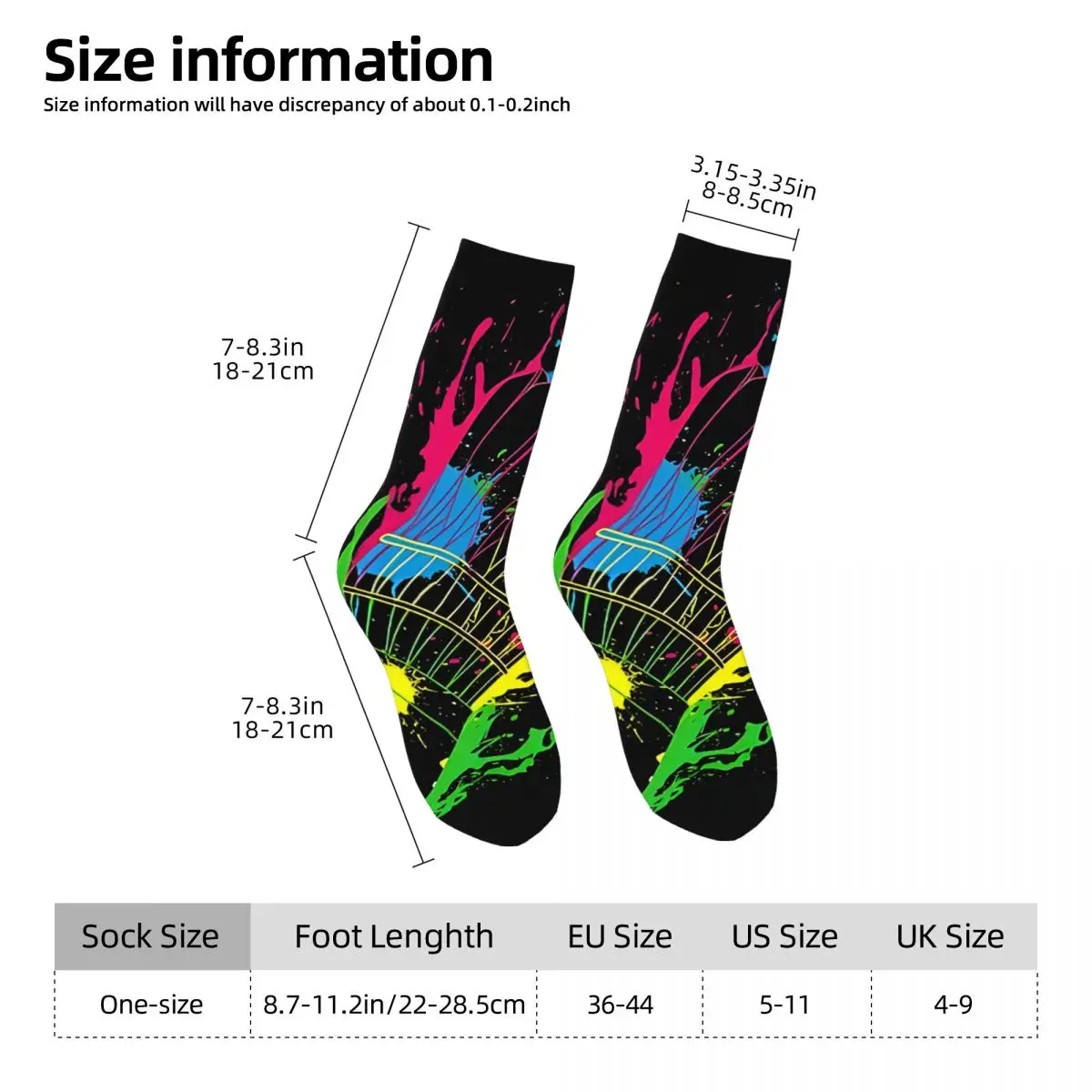 Calzini a compressione da uomo retrò Splash Badminton Unisex Harajuku senza cuciture stampato novità Crew Sock