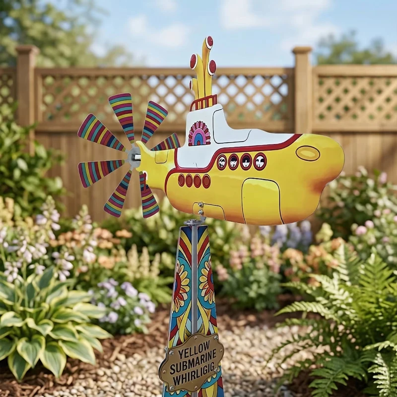 Yellow Submarine Whirligig Wind Spinner, 85cm Outdoor Garden Yard Decoration Inspired Windmill For Patio Lawn Flowe - view 3