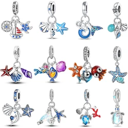 Luminous Ocean Series 925 Sterling Silver Dolphin Turtle Octopus Charms Beads 3mm DIY Fine Jewelry Gifts Making