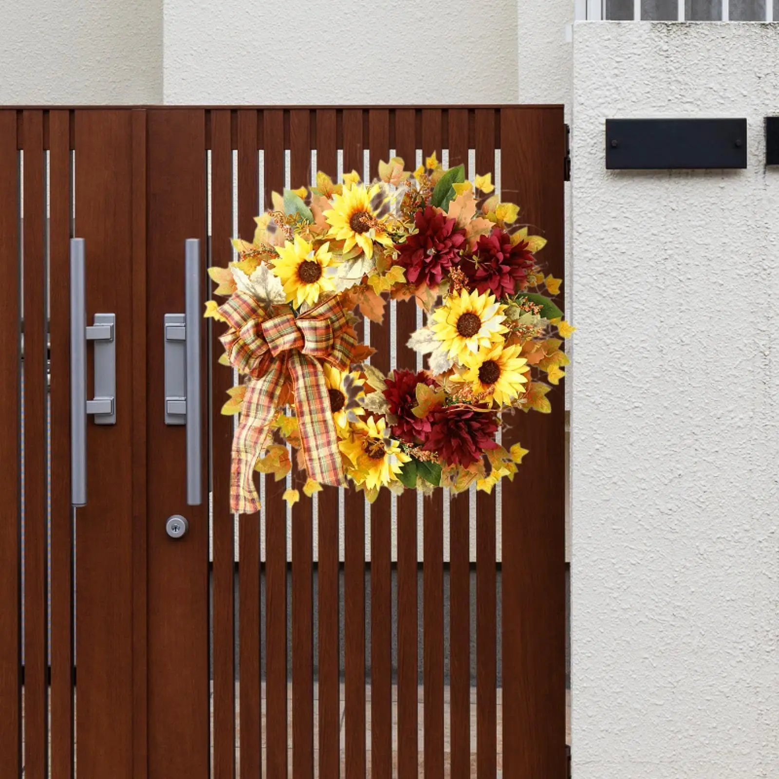

Fall Wreath Door Front 50cm Maple Autumn Leaves Porch Artificial Flower for