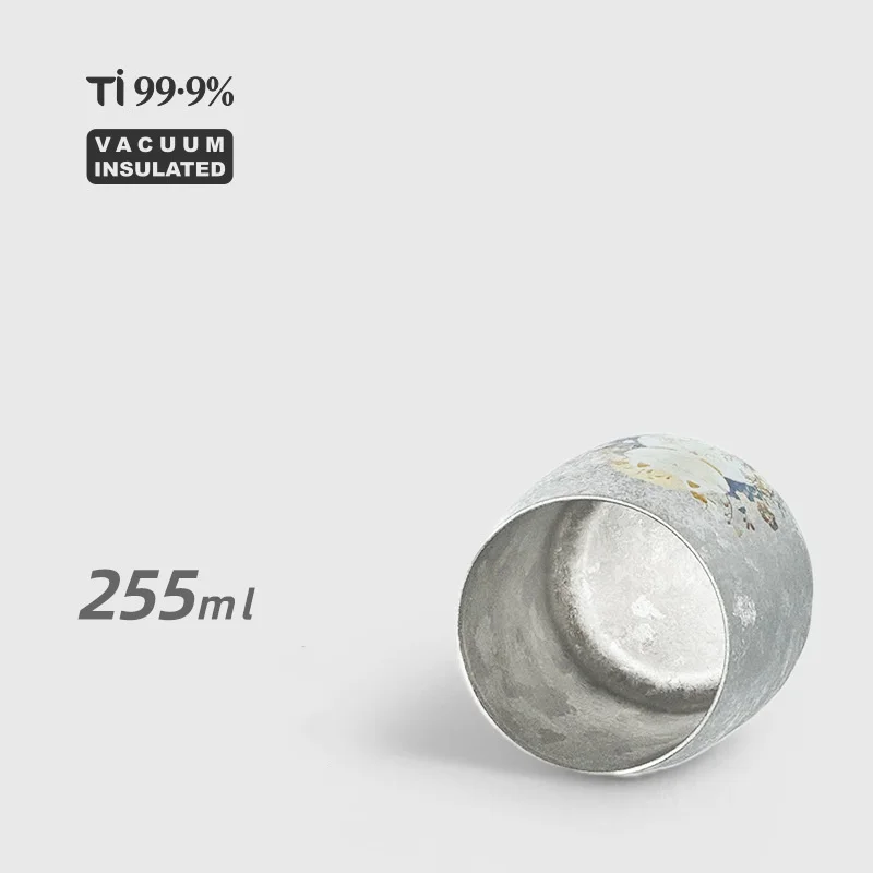 Pure Titanium Coffee Cup Cartoon Lucky Cat Shiba Inu Dog  Pattern Titanium Water Cup Japanese Style Teacup 240ML Egg Shaped Cup