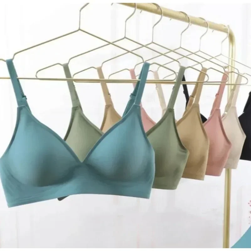 

Seamless Sports Bras External Expansion Underwear Top Women's Bra Without Wires Thin Breast-retracting Bra Flat Chest Gathered