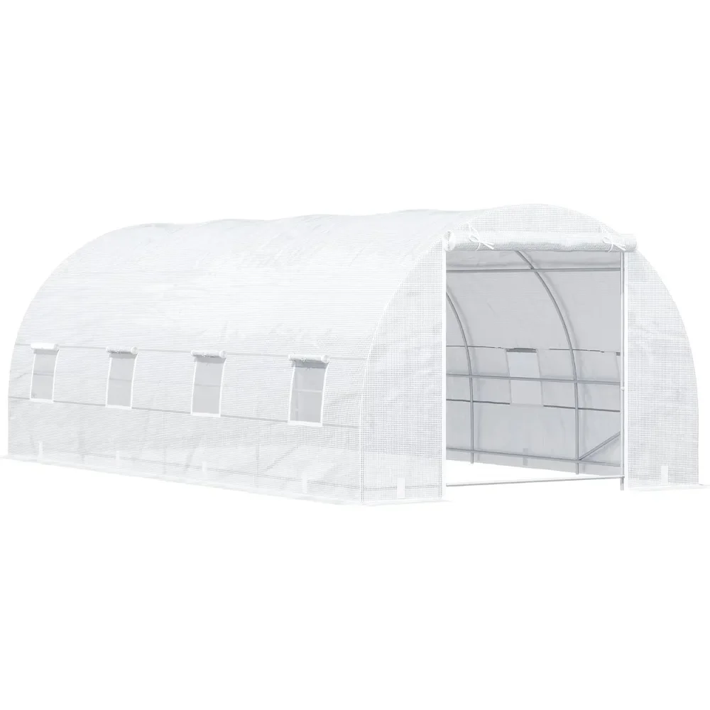 Imagem -06 - Walk-in Tunnel Greenhouse com Porta com Zíper e Mesh Windows Grande Jardim Green House Kit Armação de Aço Galvanizado 20x10x7 em