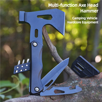 Multi functional axe, stainless steel hammer, aluminum alloy handle, outdoor car emergency rescue tool, folding combination