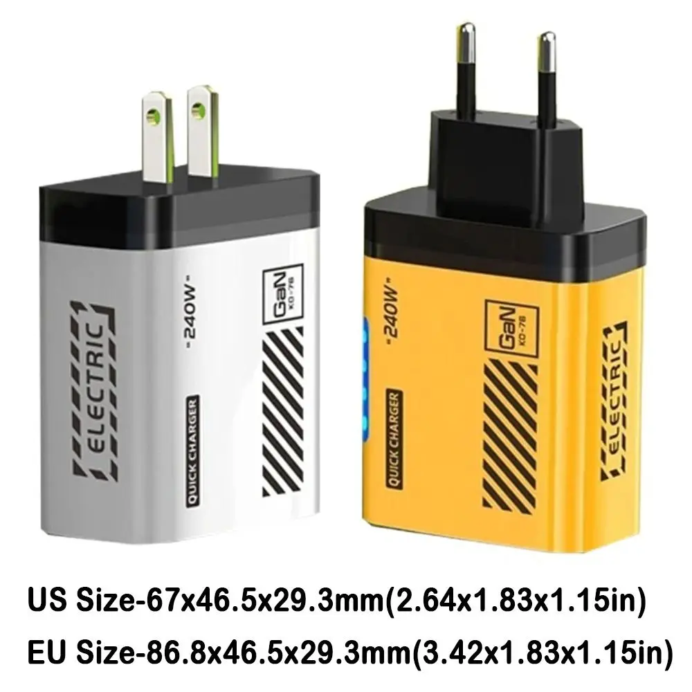USB A + C 240 واط شاحن التوصيل مع ضوء الاتحاد الأوروبي/الولايات المتحدة مهايئ شاحن الهاتف PD QC3.0 شحن سريع USB C شاحن آيفون // سامسونج