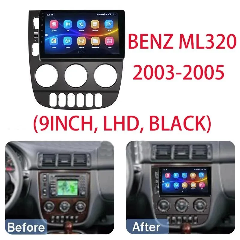 

For 2003-2005 Mercedes BENZ ML320 Car Accessories Frame 9 Inch Carplay Radio Android Auto Stereo Video DVD Palyer Dashcam Tools