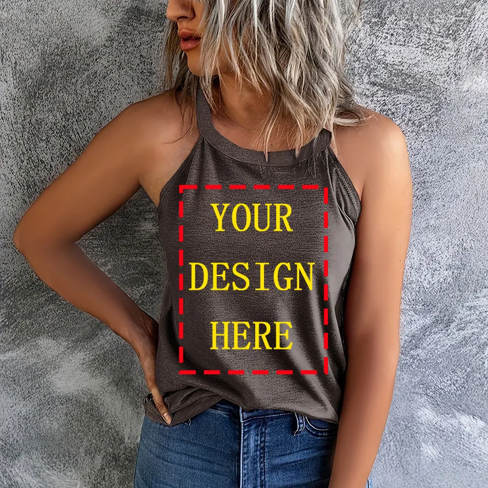 Customized Print Leisure Vest T shirts Sleeveless Women DIY Your Like Photo or Logo Tops Tshirt Casual  Fashion Camisole Vest