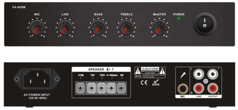 1U pa System Power Mixer Amplifier 30W Economy Compact Mixer Amplifier with 1 Mic and 1 Aux