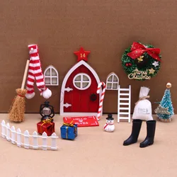 15Pcs Mini Wooden Garden Fairy Gnome Luminous Night Elf Retro Door Chrismas Decor Miniature Figurines House Scene Model Decor
