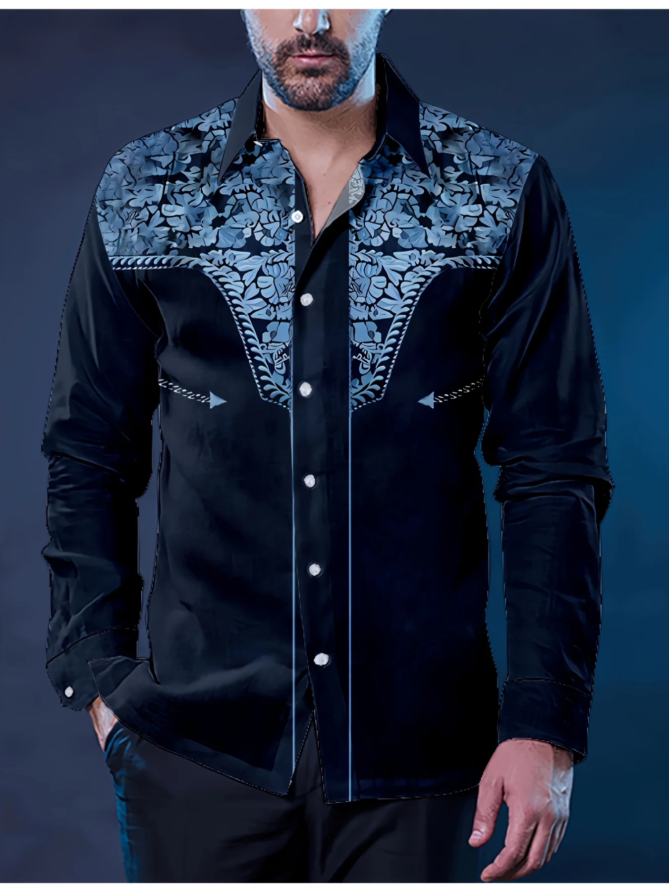 

Men's Long Sleeve Shirt Solid Color Collar Classic Formal Office Professional Casual Long Sleeve Top 3D Printed Long Sleeve Shir