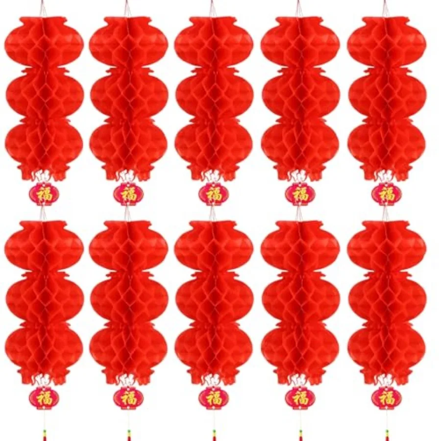 10 PCS Chinese Style Red Lantern String Lanterns Decoration for Chinese New Year Spring Festival Mid-Autumn Festival Christmas