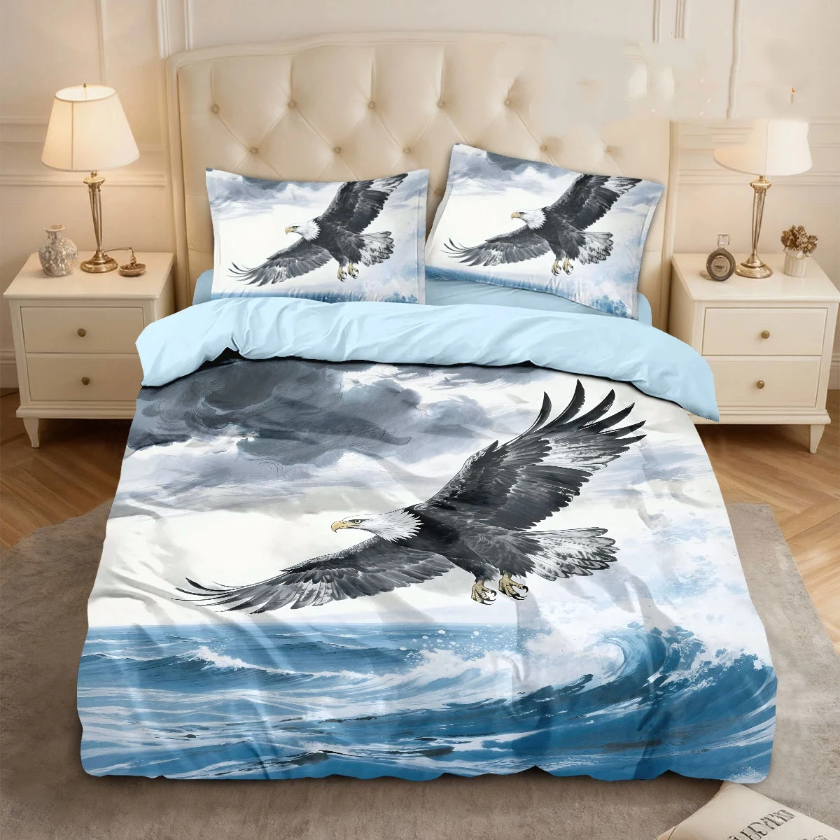 

Majestic Eagle Bedding Set Vibrant Duvet Cover Pillowcases Breathable Polyester All-Season Comfort for Home or Dorm Decor