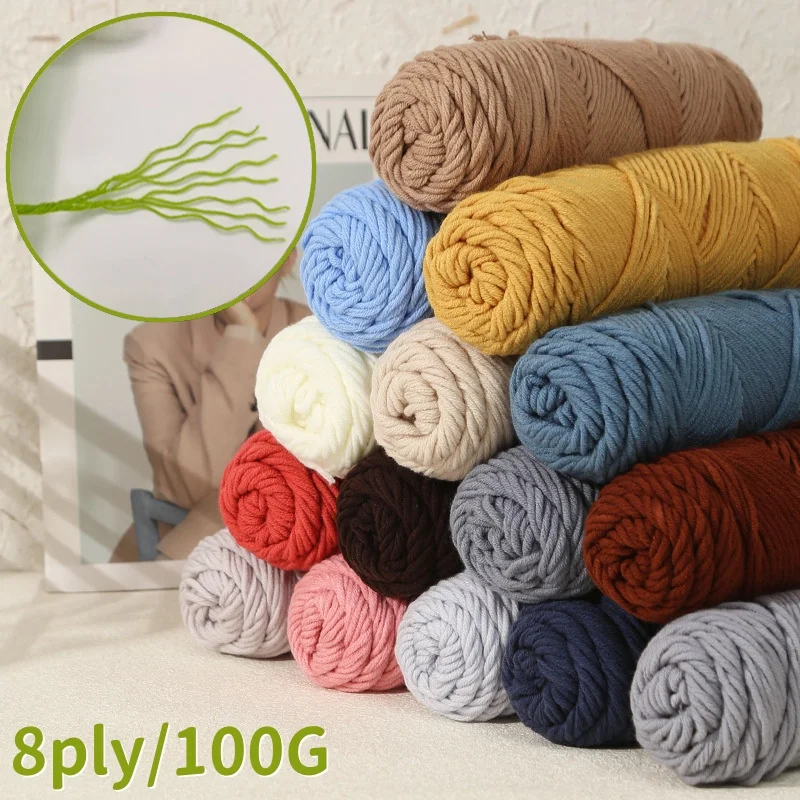 100g/Set 8ply Milk Cotton Knitting Wool Yarn Woolen Yarn Thread for Crochet Craft Needlework Dyed Hand Knitting Sweater Hat Doll