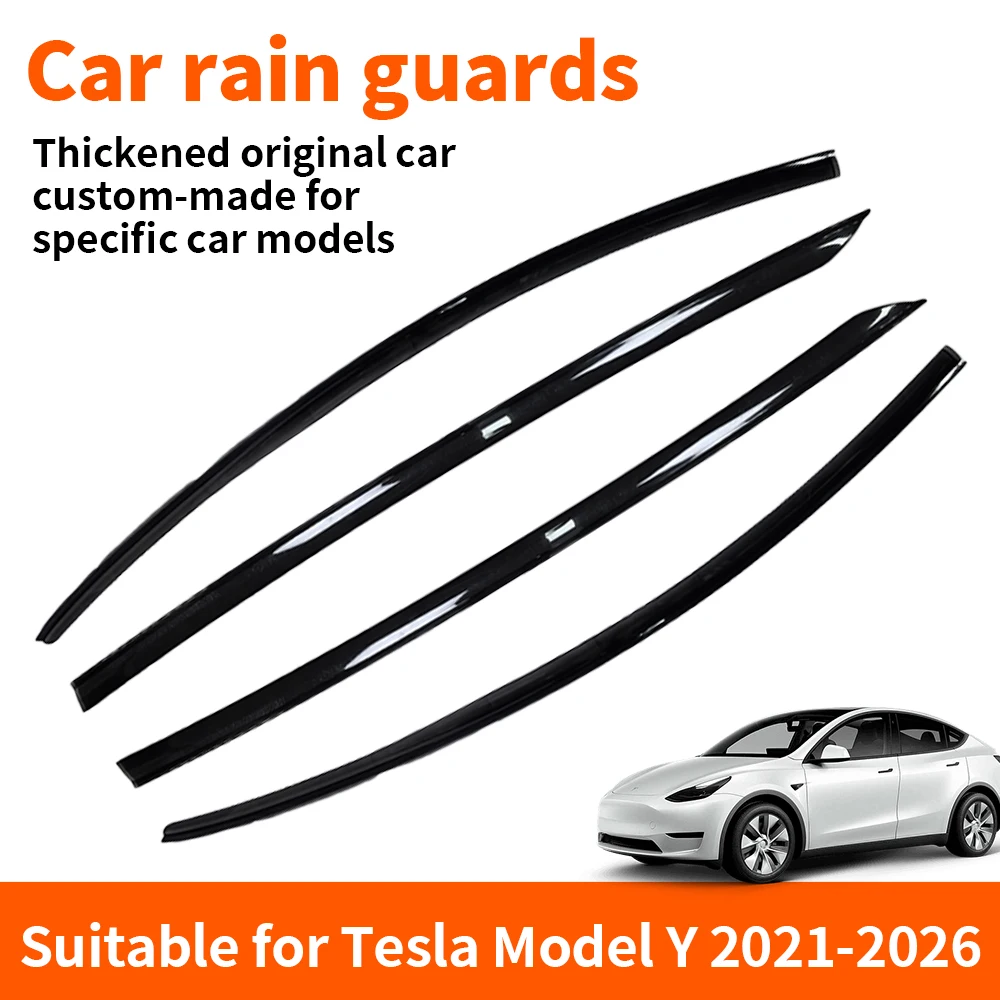 Heenvn For Tesla Model Y 2021-2024 Model Y Juniper 2025-2026 Car ABS Tuning Wide Body Kit 4PCS Wind Deflector Rain Guard Brow