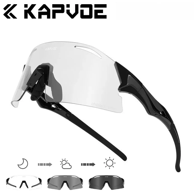 Kapvoe Photochrome Fahrradbrille Sonnenbrille für Herren UV400 Brillen Damen Fahrrad Fahren Outdoor Sport Marathon Triathlon
