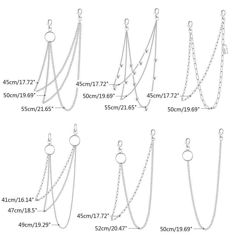 新スタイル 6 個パンツチェーン多層ウォレットチェーンチャームジーンズチェーンポケットパンクチェーンヒップホップロックスタイルチェーン女性のための
