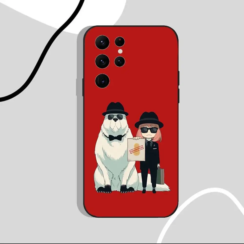 เคสโทรศัพท์ Spy X Family Bond Yor Anya สำหรับ Samsung S25, S24 Ultra, S20, S30 Plus, S22 Plus, S23, Ultra 5G ซิลิโคนสีดำ