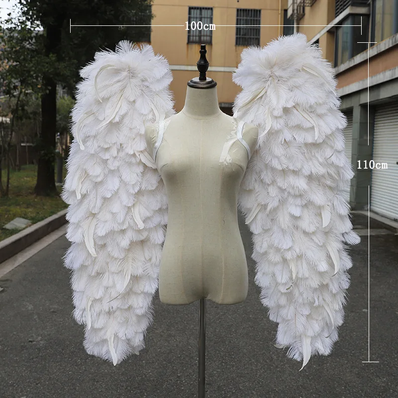 Large Size White Angel Wings Fit for Model Stage Show Photography Wedding Cosplay Game Feather Props Outdoor Decoration