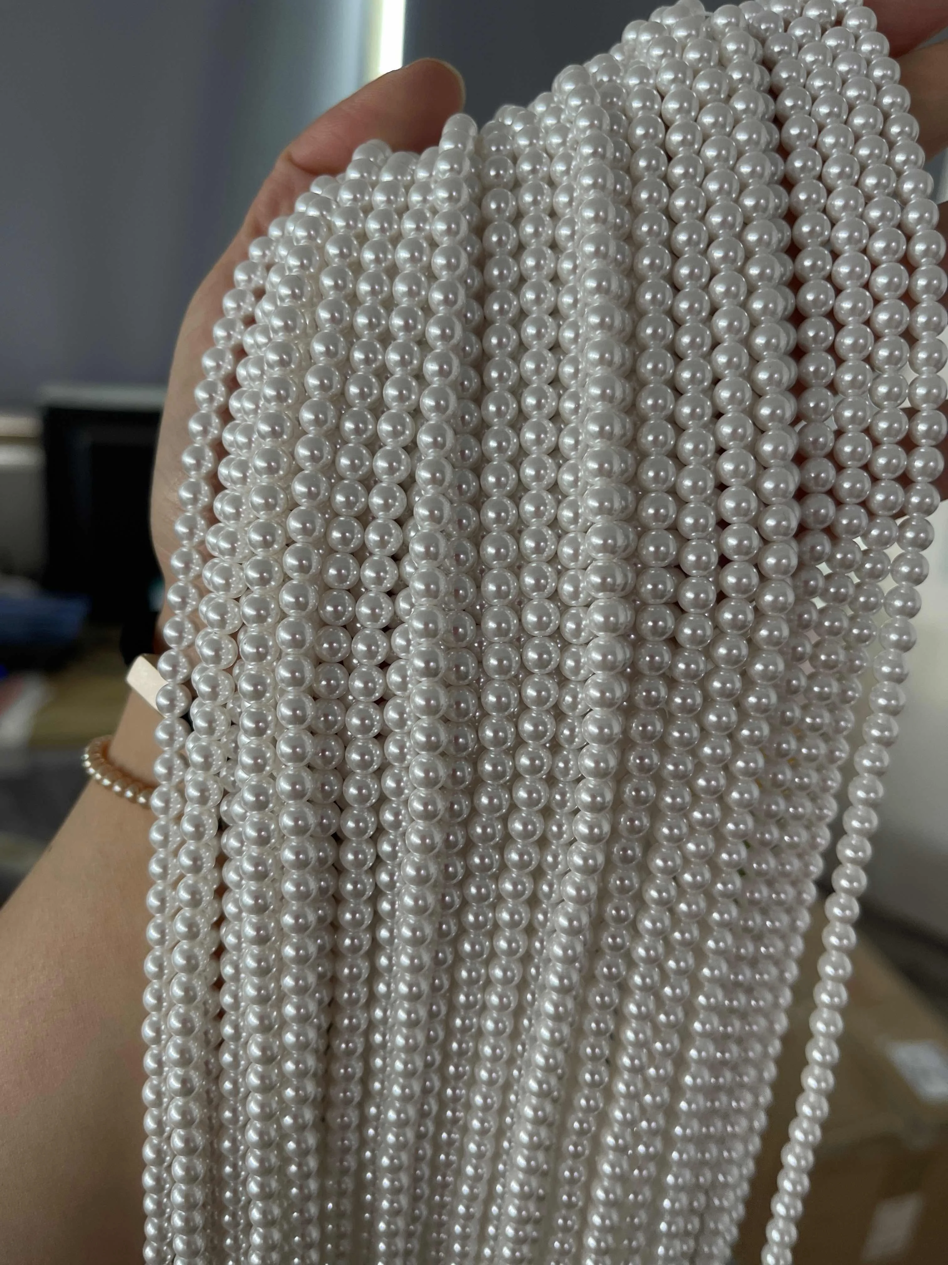 흰색 고품질 라운드 쉘 비즈 모조 진주 우아한 럭셔리 쥬얼리 DIY 목걸이 팔찌 액세서리 ... - 2
