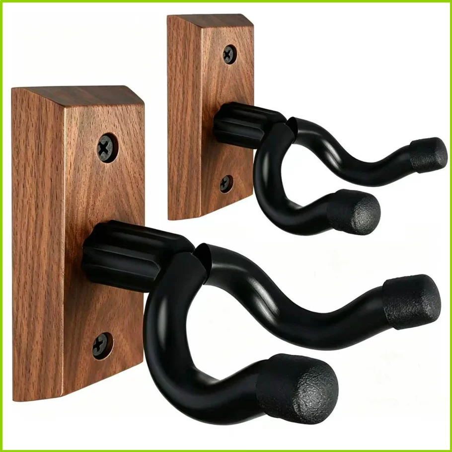 

Guitar Wall Mount Hanger, Black Walnut Guitar Hanger Hook Non-slip Holder Stand for Acoustic Guitar Ukulele Violin Bass Guitar