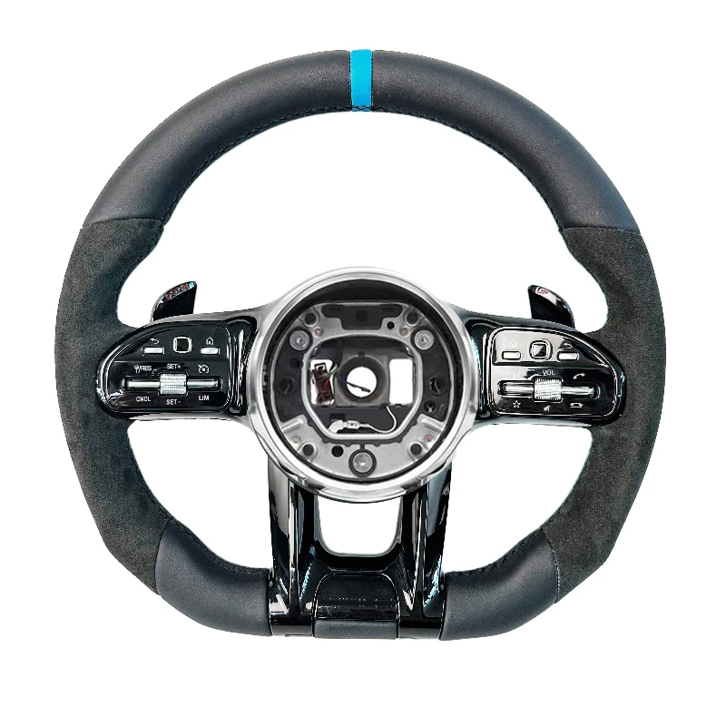 

Fast Shipping Black Sport Smooth Leather and Alcantara for Mercedes-Benz 809 AMG W205 W204 W212 W221 W207 Car Steering Wheel