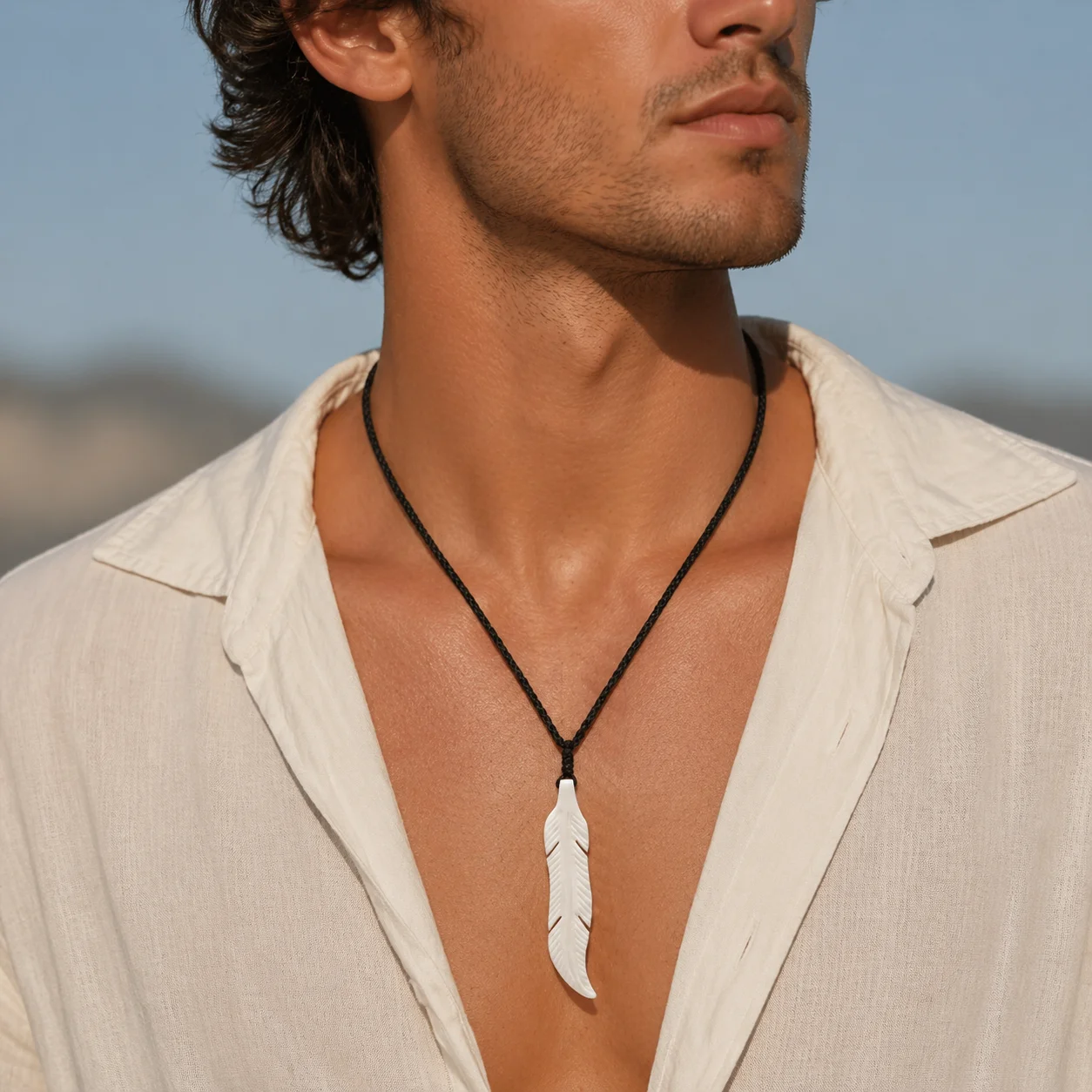 GX072 Hot Sale Maya jewelry Primitive tribes Choker Handmade Carved feather necklace woman yak bone pendant necklaces of surfing