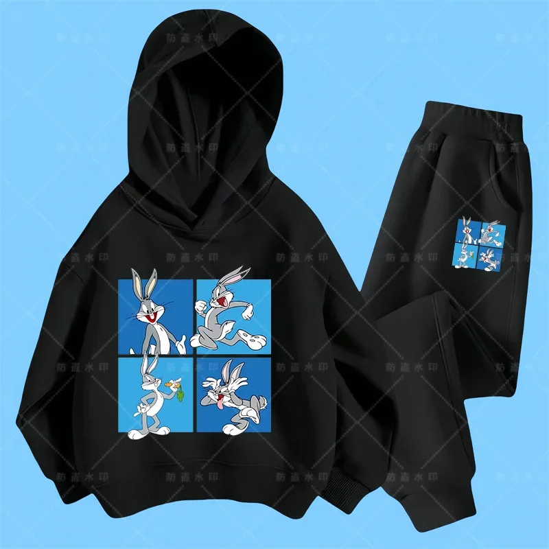 New Spring-Autumn Hoodie With Fun Cat And Mouse Cartoon Prints Stylish Outdoor Wear For Kids Bugs Bunny hoodie set  Aged 3-14