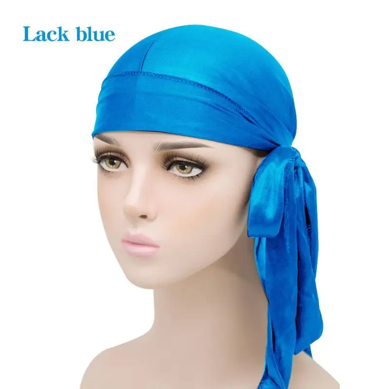 Unisex Turban Modische Kopfbedeckung Mütze Bandana Seidiger Langer Schleier Durag Piratenhut Damen Herren Kopfbedeckung Kappen Hijab Haaraccessoires – Detail 8
